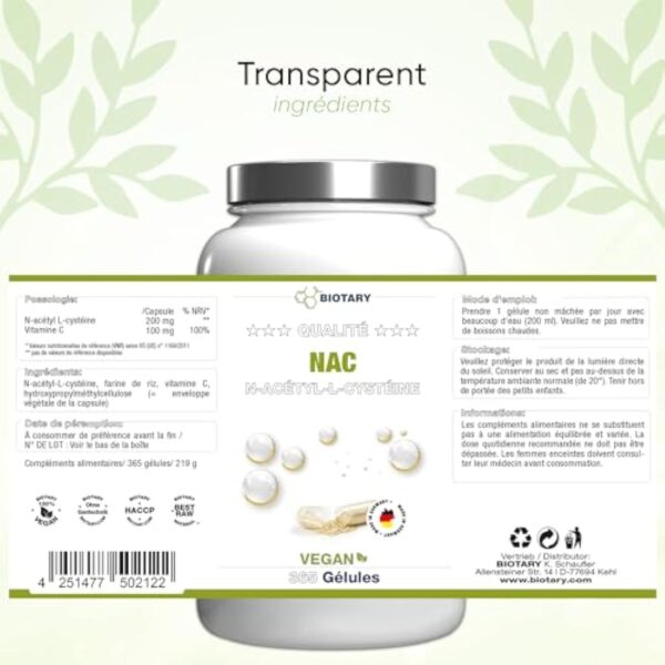 NAC - N-Acetyl-Cysteine – 365 gélules – Pour 12 Mois - Pilulier inclus - Hautement dosé - Vegan - Qualité supérieure – Antioxydant & Détoxifiant – Made in Germany – Image 5