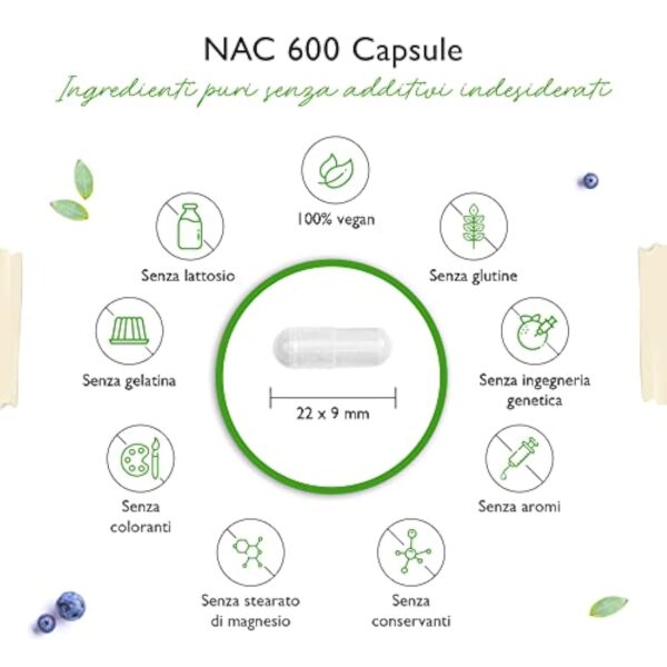 NAC - N-acétyl L-cystéine 180 gélules de 600 mg chacune - 6 mois d'approvisionnement - Végétalien - Haute dose - Qualité Premium – Image 6