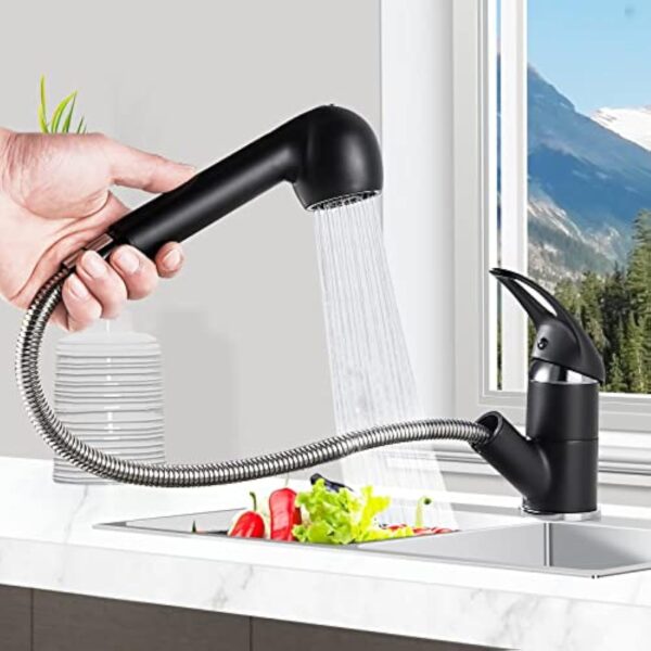 Namuoto Robinet de Cuisine Douchette Extractible, 2 Modes de PulvéRisation Mitigeur Cuisine, Robinet Cuisine peut Pivotant à 360°, Noir Mat – Image 3