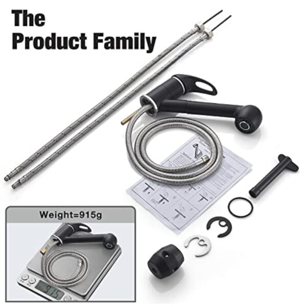 Namuoto Robinet de Cuisine Douchette Extractible, 2 Modes de PulvéRisation Mitigeur Cuisine, Robinet Cuisine peut Pivotant à 360°, Noir Mat – Image 6