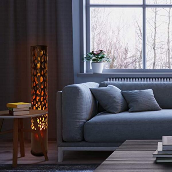 Navaris Lampadaire LED Effet Flamme 3W - Lampe sur Pied LED 80 cm Imitation Feu - Lampe Design à Poser pour Salon Intérieur - Ampoule E14 Incluse – Image 3
