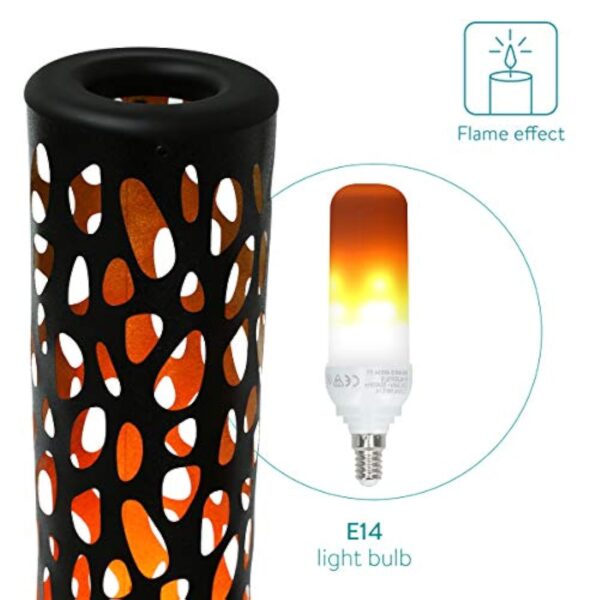 Navaris Lampadaire LED Effet Flamme 3W - Lampe sur Pied LED 80 cm Imitation Feu - Lampe Design à Poser pour Salon Intérieur - Ampoule E14 Incluse – Image 4