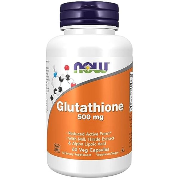 Now Foods, Glutathione, 500 mg, 60 Capsules végétales, Testé en Laboratoire, Hautement Dosé, Sans Gluten, Sans Soja, Végétarien – Image 2