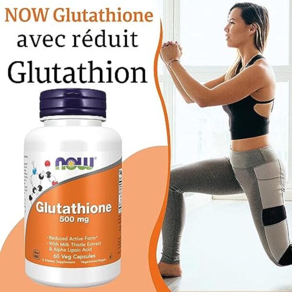 Now Foods, Glutathione, 500 mg, 60 Capsules végétales, Testé en Laboratoire, Hautement Dosé, Sans Gluten, Sans Soja, Végétarien – Image 3