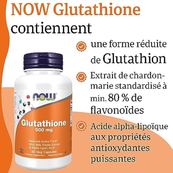 Now Foods, Glutathione, 500 mg, 60 Capsules végétales, Testé en Laboratoire, Hautement Dosé, Sans Gluten, Sans Soja, Végétarien – Image 5