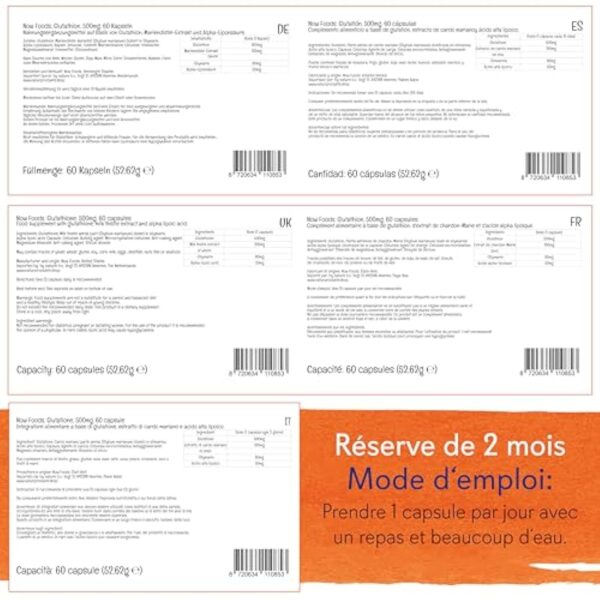 Now Foods, Glutathione, 500 mg, 60 Capsules végétales, Testé en Laboratoire, Hautement Dosé, Sans Gluten, Sans Soja, Végétarien – Image 10
