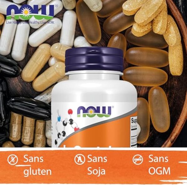 Now Foods, L-Cystéine, 500mg, 100 Comprimés, Acide Aminé, Testé en Laboratoire, Sans Gluten, Sans Soja, Sans OGM – Image 7