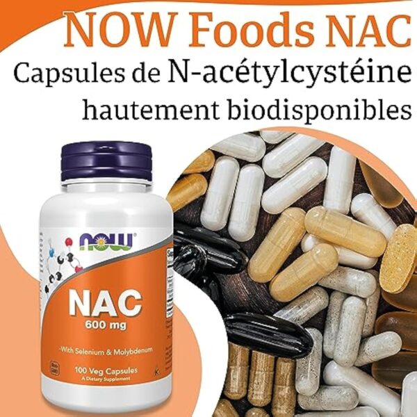 Now Foods, NAC (N-Acétyl Cystéine), 600mg Dépôt de 3 Jours, Complément Alimentaire, 100 Capsules végétaliennes, Testé en Laboratoire, Sans Soja, Sans Gluten, Sans OGM – Image 3