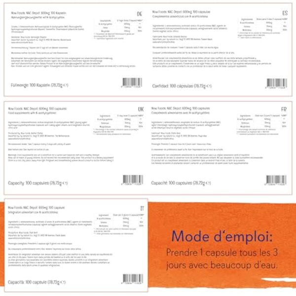Now Foods, NAC (N-Acétyl Cystéine), 600mg Dépôt de 3 Jours, Complément Alimentaire, 100 Capsules végétaliennes, Testé en Laboratoire, Sans Soja, Sans Gluten, Sans OGM – Image 10