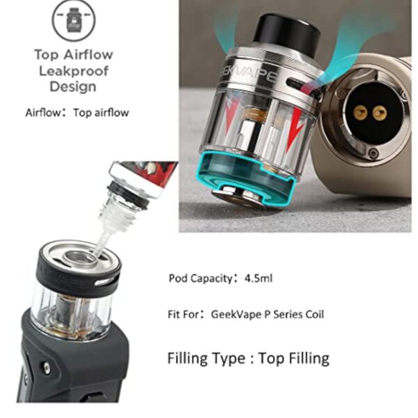 Original GeekVape E100 Aegis Eteno Kit 100W Box Mod 4.5ml Pod Cartridge Fit P Series Coil No Battery No Nicotine – Image 6