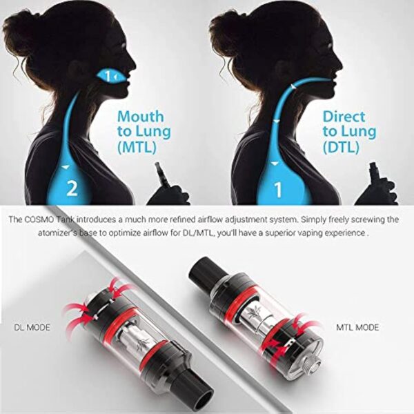 Original Vaptio COSMO Vape Pen KIT 30W 0,7ohm/1,6ohm Bobines Duals Cosmo Cigarette électronique kit complet sans e liquide sans nicotine – Image 3