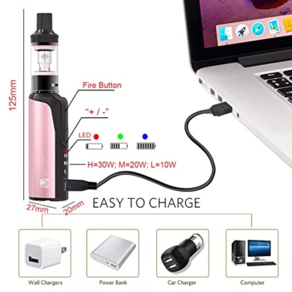 Original Vaptio COSMO Vape Pen KIT 30W 0,7ohm/1,6ohm Bobines Duals Cosmo Cigarette électronique kit complet sans e liquide sans nicotine – Image 4