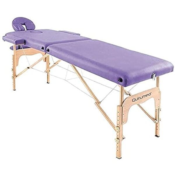 QUIRUMED Table de Massage Pliable en Bois Easy, Couleur Violet, 182 x 60 cm, Similicuir Portable, légère tête Amovible, Trou du Visage, Hauteur réglable jusqu'à 120 kg – Image 2