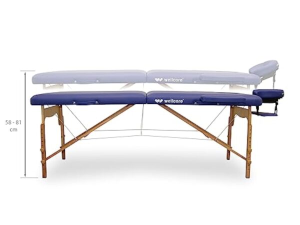 QUIRUMED WELLCORE Table de Massage Pliable en Bois en Similicuir 185 x 65 cm, Hauteur réglable, tête Amovible, Deux Bras d'agrandissement, Trou Facial, Couleur Noir, jusqu'à 225 kg – Image 4
