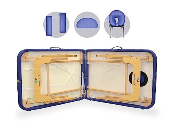 QUIRUMED WELLCORE Table de Massage Pliable en Bois en Similicuir 185 x 65 cm, Hauteur réglable, tête Amovible, Deux Bras d'agrandissement, Trou Facial, Couleur Noir, jusqu'à 225 kg – Image 6