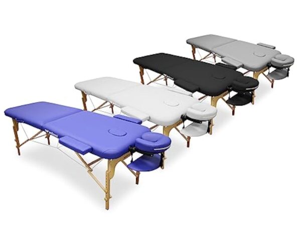 QUIRUMED WELLCORE Table de Massage Pliable en Bois en Similicuir 185 x 65 cm, Hauteur réglable, tête Amovible, Deux Bras d'agrandissement, Trou Facial, Couleur Noir, jusqu'à 225 kg – Image 8