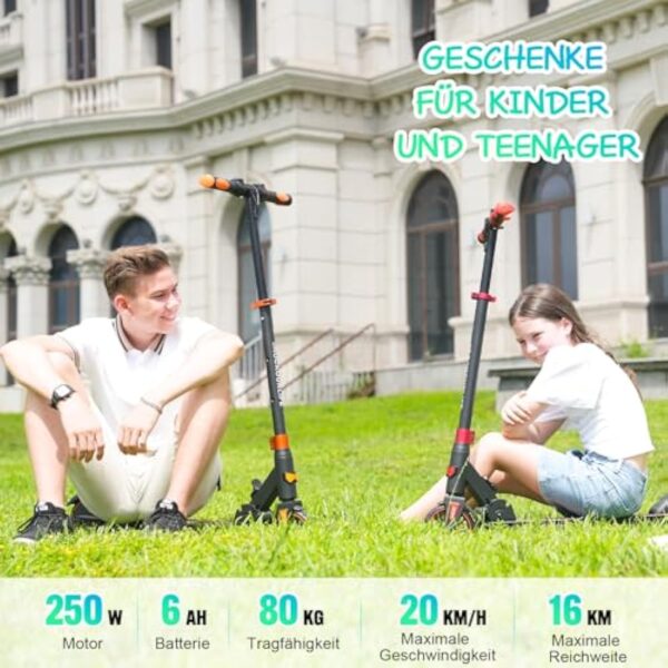 RCB TECH E-Scooter Enfants (8-12-16 Ans) - Trottinette électrique Pliable pour Enfants - Autonomie Max 16 KM - Max 20 KM/H - Cadeau pour Enfants et Adolescents – Image 4