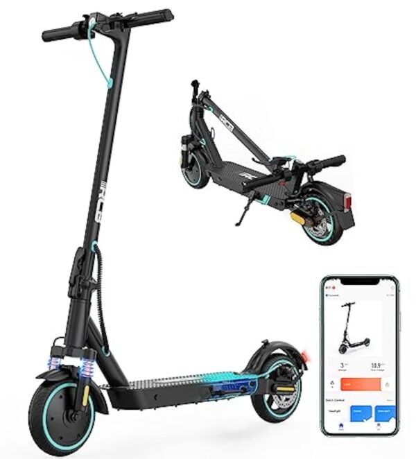 RCB Trottinette Électrique,Jusqu'à 25 km/h,Connexion APP,Pneus Solides,Freinage Mécanique,Écran LED,Supporte 120/150kg,Électrique Scooter avec Absorption des Chocs,Cadeau pour Adultes et Adolescents