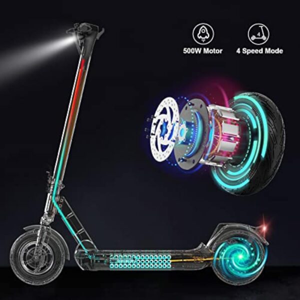 RCB Trottinette électrique 500W Adulte 10 Pouces, Batterie capacité 11.4AH,32KM-Kilométrage Maximum, avec APP et Double système d'absorption des Chocs,Charge Max 150KG – Image 3
