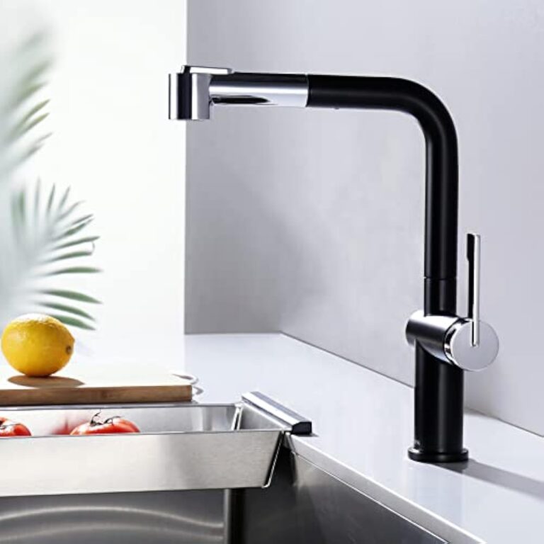 Robinet Cuisine Noir, CECIPA Mitigeur Cuisine Noir avec Douchette Extractible, Robinet Cuisine Douchette avec 2 Jets, Mitigeur Evier Rotation à 360° avec Douchette Chrome et Trou montage 32-38 mm