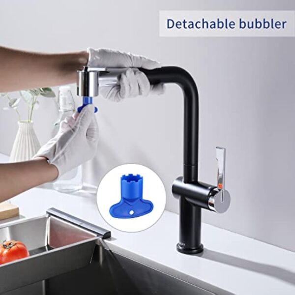 Robinet Cuisine Noir, CECIPA Mitigeur Cuisine Noir avec Douchette Extractible, Robinet Cuisine Douchette avec 2 Jets, Mitigeur Evier Rotation à 360° avec Douchette Chrome et Trou montage 32-38 mm – Image 5