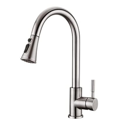 Robinet de Cuisine - AILRINNI Mitigeur Cuisine Rotatif à 360°avec Douchette Extensible, 3 Modes de Pulvérisation Robinet d'Évier en Acier Inoxydable (Nickel Brossé)