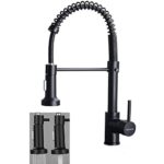 Robinet de cuisine, évier avec pulvérisateur Pull-Down ? pour ressort, matériau en cuivre, chaleur rotative et eau froide, double mode avec tête de pulvérisation double fonction (H-Matt-Black) …