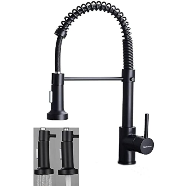 Robinet de cuisine, évier avec pulvérisateur Pull-Down ? pour ressort, matériau en cuivre, chaleur rotative et eau froide, double mode avec tête de pulvérisation double fonction (H-Matt-Black) …