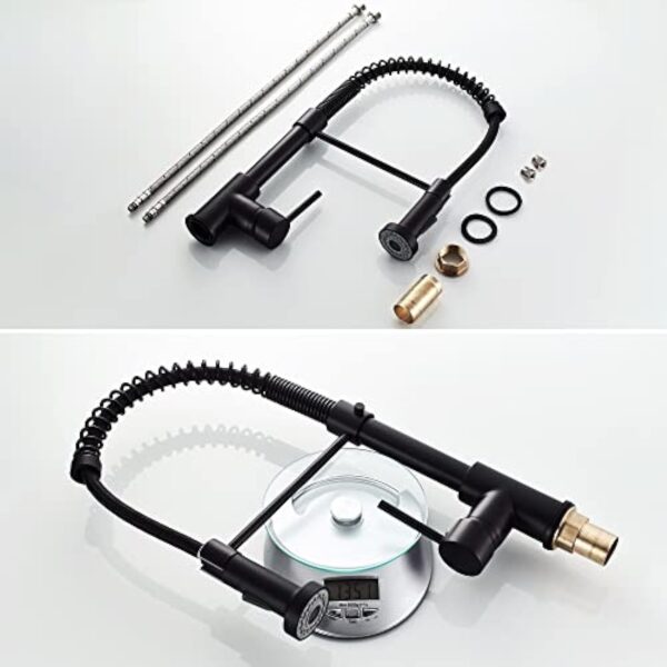 Robinet de cuisine avec tuyaux d'eau chaude/froide Connecteur UE Robinet mitigeur multifonctionnel avec tête rotative et extensible pour le lavage de l'évier (modèle G3/8" UE) – Image 9