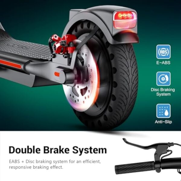 SISIGAD électrique Scooter Pliable pour Adultes, Puissance de crête 500W, 32 km/7.8Ah Or 48km/10.4AH Range, 10inch E Scooter LED Display with App and Dual Brake System – Image 4