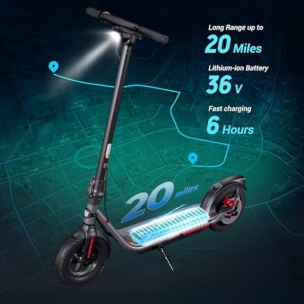 SISIGAD électrique Scooter Pliable pour Adultes, Puissance de crête 500W, 32 km/7.8Ah Or 48km/10.4AH Range, 10inch E Scooter LED Display with App and Dual Brake System – Image 5