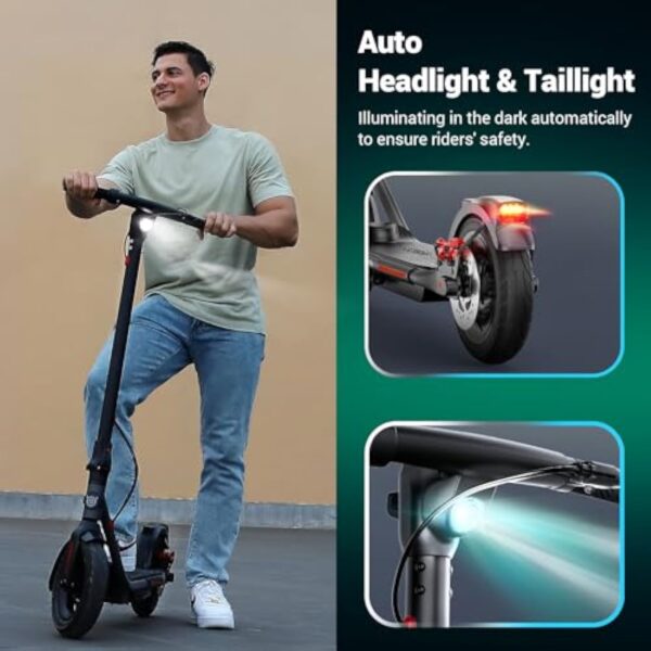 SISIGAD électrique Scooter Pliable pour Adultes, Puissance de crête 500W, 32 km/7.8Ah Or 48km/10.4AH Range, 10inch E Scooter LED Display with App and Dual Brake System – Image 7