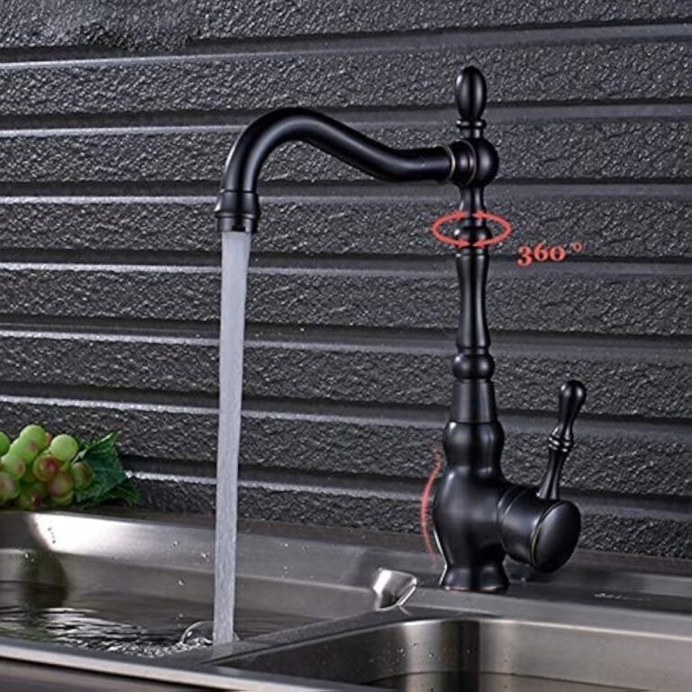 Saeuwtowy Robinet de Cuisine Noir Bec Pivotant à 360°Mitigeur Evier Robinet de Cuisine Noir Vintage
