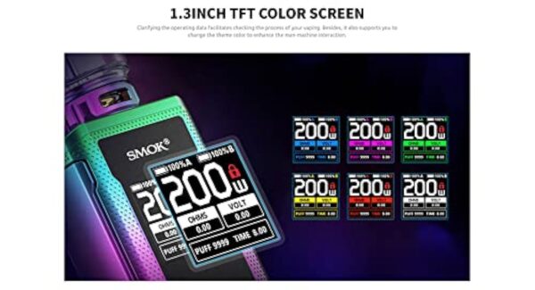 Smok R-KISS 2 Kit | Original Smok 200W Vape kit with 6.5ML TFV18 Mini Tank Mini Meshed Coils Dual18650 Battery IQ-S Chip E Cigarette Vaporizer Compact – Image 5