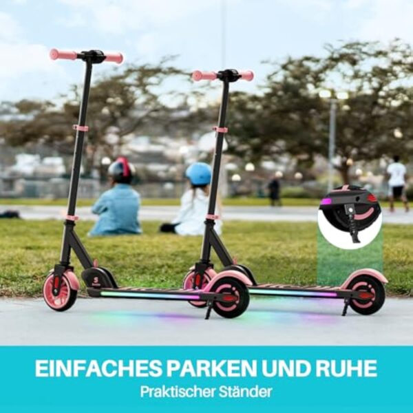 SmooSat E9 Apex Trottinette électrique pour Enfants 8+ Ans, Haut-Parleur de Musique Bluetooth, lumières Arc-en-Ciel colorées, Affichage LED, Trottinette Pliable à Vitesse et Hauteur Réglables – Image 9
