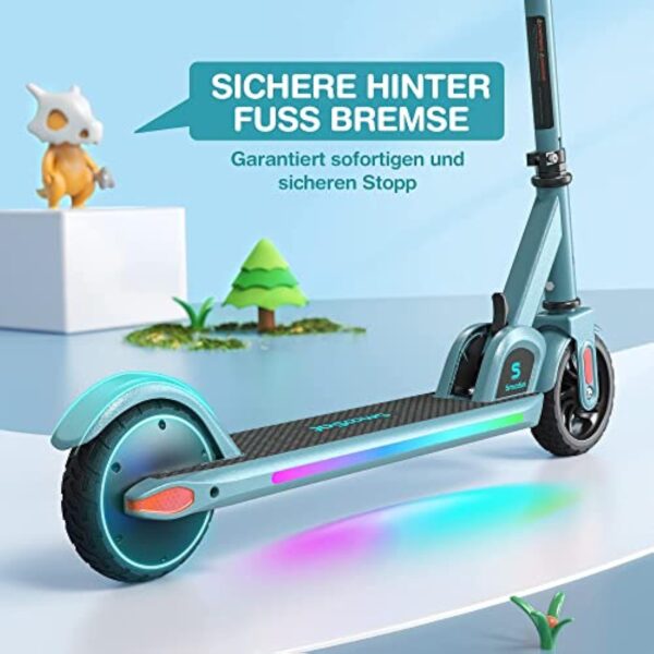 SmooSat E9 Pro Trottinette électrique pour Enfant de 8 à 12 Ans, Lumières Arc-en-Ciel Colorées, Autonomie de 8 km, Affichage LED, Vitesse et Hauteur Réglables, Pliable Trottinette pour Enfants – Image 6