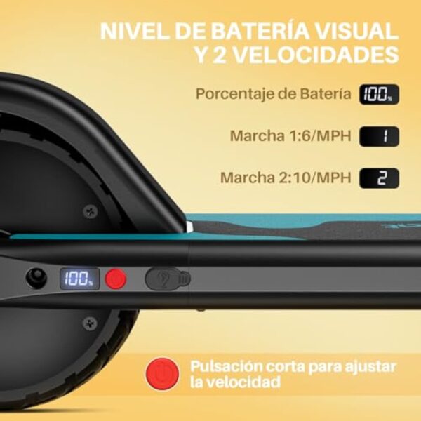 SmooSat E9 Scooter électrique pour Enfants de 8 Ans et Plus, 2 Modes de Vitesse Jusqu'à 16 km/h, Niveau de Batterie Visible, Hauteur Réglable et Pliable Scooter électrique pour Enfants – Image 4