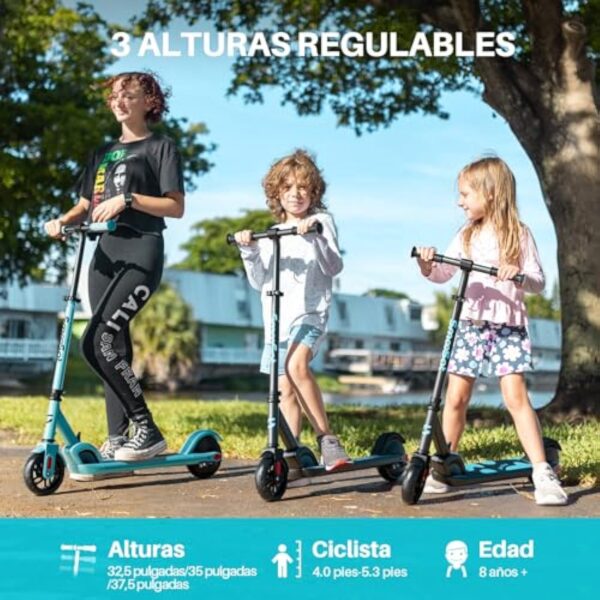 SmooSat E9 Scooter électrique pour Enfants de 8 Ans et Plus, 2 Modes de Vitesse Jusqu'à 16 km/h, Niveau de Batterie Visible, Hauteur Réglable et Pliable Scooter électrique pour Enfants – Image 5