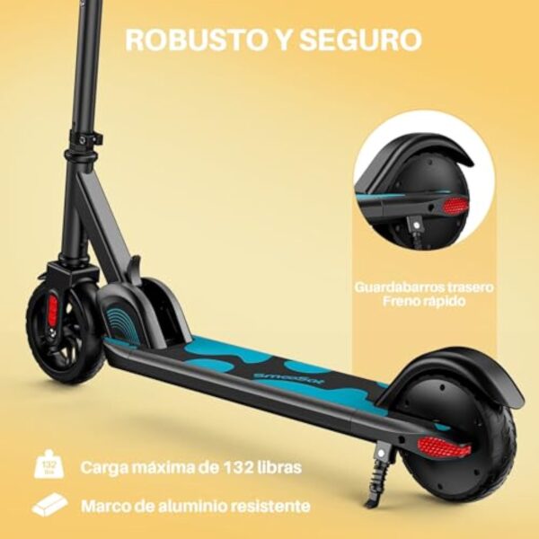 SmooSat E9 Scooter électrique pour Enfants de 8 Ans et Plus, 2 Modes de Vitesse Jusqu'à 16 km/h, Niveau de Batterie Visible, Hauteur Réglable et Pliable Scooter électrique pour Enfants – Image 6