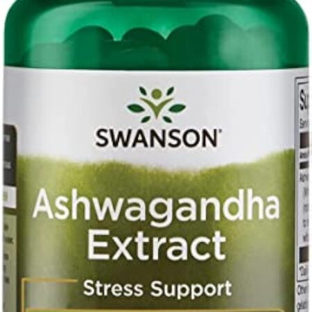 Swanson, Ashwagandha Extract (Extrait d'Ashwagandha), 450mg, Standardisé en Withanolide, 60 Capsules, Testé en Laboratoire, Sans Soja, Sans Gluten, Sans OGM