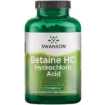 Swanson, Betain HCl with VegPeptase, (Chlorhydrate de Bétaïne avec Pepsine), 250 Capsules, Hautement Dosé, Testé en Laboratoire, Sans Soja, Sans Gluten, Sans OGM