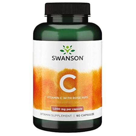 Swanson, C-1000, Vitamine C (Acide Ascorbique), 1000mg, avec Églantier, 90 Capsules, Hautement Dosé, Testé en Laboratoire, Sans Soja, Sans Gluten, Sans OGM