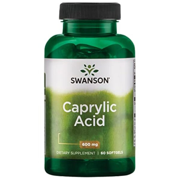 Swanson, Caprylic Acid (Acide Caprylique), 600mg, 60 Capsules molles, Fortement Dosé, Testé en Laboratoire, Sans Soja, Sans Gluten, Sans OGM – Image 2