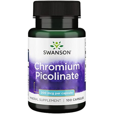 Swanson, Chromium Picolinate (Picolinate de Chrome), 200mcg, Hautement Dosé, 100 Capsules, Testé en Laboratoire, Sans Soja, Sans Gluten, Sans OGM