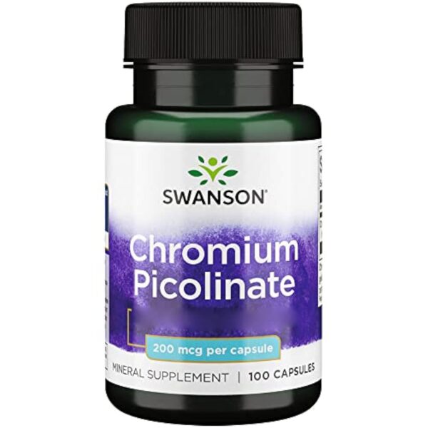 Swanson, Chromium Picolinate (Picolinate de Chrome), 200mcg, Hautement Dosé, 100 Capsules, Testé en Laboratoire, Sans Soja, Sans Gluten, Sans OGM – Image 2