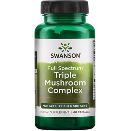 Swanson, Full Spectrum Triple Mushroom Complex (Complexe de Champignons Triple), Maitake Reishi Shiitake, 60 Capsules, Testé en Laboratoire, Sans Soja, Sans Gluten, Sans OGM