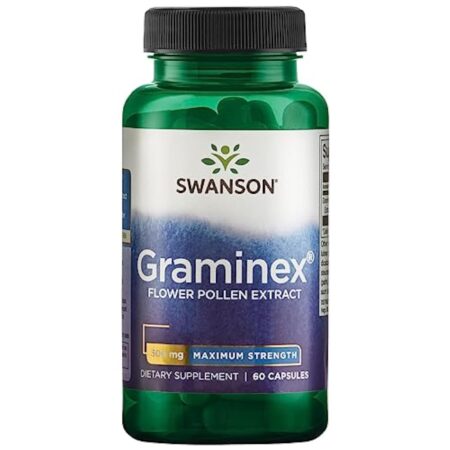 Swanson, Graminex Flower Pollen Extract (Extrait de Pollen de Fleurs), 500mg, de Seigle, 60 Capsules, Hautement Dosé, Testé en Laboratoire, Sans Soja, Sans Gluten, Sans OGM
