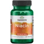Swanson, Niacine, 100mg, Vitamine B3, 250 Comprimés végétaliens, Hautement Dosés, Testé en Laboratoire, Végétariens, Sans Soja, Sans Gluten, Sans OGM