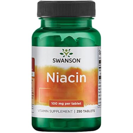 Swanson, Niacine, 100mg, Vitamine B3, 250 Comprimés végétaliens, Hautement Dosés, Testé en Laboratoire, Végétariens, Sans Soja, Sans Gluten, Sans OGM