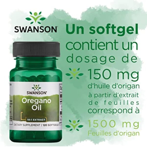 Swanson, Oregano Oil (Huile d'Origan), Origanum Vulgare, 150mg, 120 Capsules molles, Hautement Dosé, Testé en Laboratoire, Sans Soja, Sans Gluten, Sans OGM – Image 6